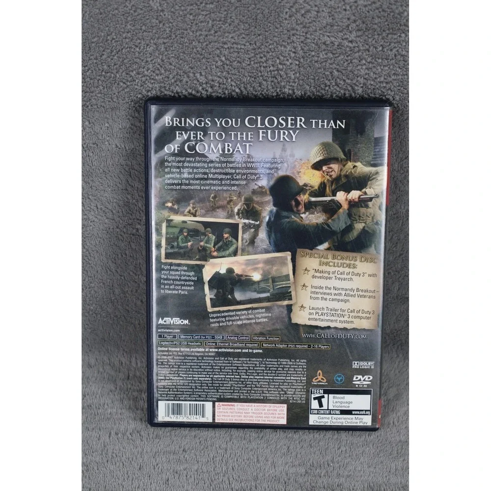 Call Of Duty 3 Special Edition PS2 Video Game Activision NTSC-U/C Bonus Disc